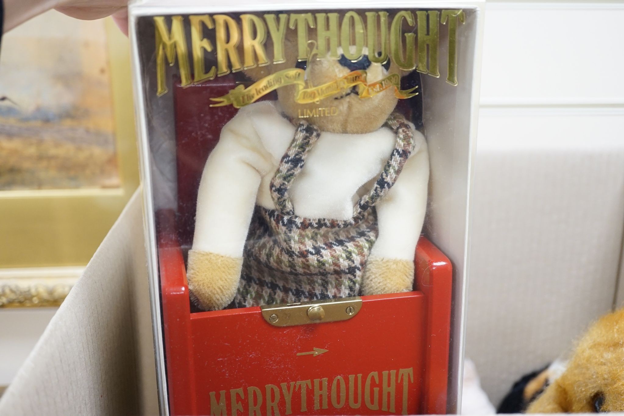 Eight Merrythought Limited Edition bears including Cheeky Punky Highlander, Jack-in-the-box Limited Edition Spaniel